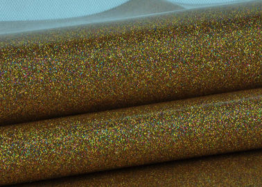 ประเทศจีน ผ้าใยสังเคราะห์ Mirror Glitter Fabric ผ้าม่าน / Gold Glitter 0.4mm หนา โรงงาน